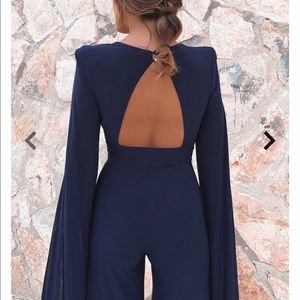 Cape jumpsuit- carpet Gown- Navy color-